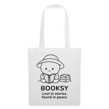 Booksy – Perdu dans les histoires, trouvé en paix - Sac en tissu - blanc - Devant