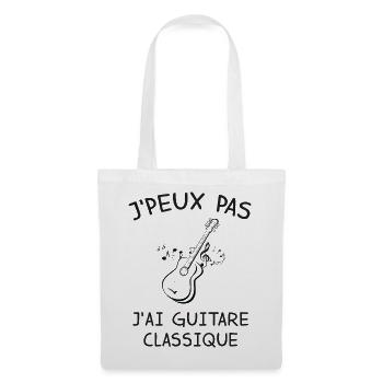 J Peux Pas J Ai Guitare Classique T-Shirt Cadea... - Sac en tissu - blanc - Devant