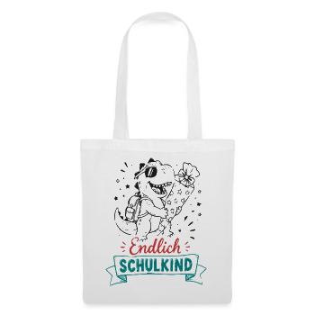 Endlich Schulkind Dino - Stoffbeutel - Weiß - Vorne