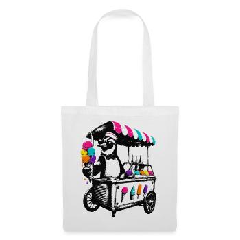 Pinguin am Eiswagen im Stencil Style - Tote Bag - white - Front
