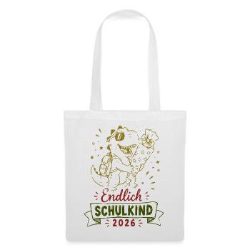 Endlich Schulkind 2026 Dino - Stoffbeutel - Weiß - Vorne