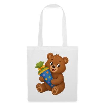Cute bear with school cone for the start of school - Tote Bag - white - Front