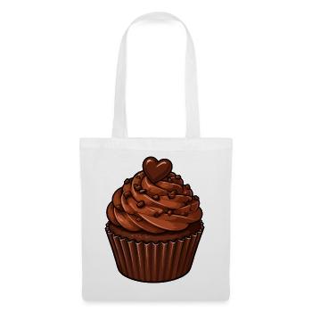 Schoko Cupcake Herzmotiv - Stoffbeutel - Weiß - Vorne