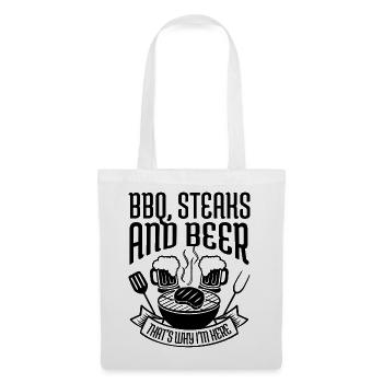  BBQ steaks & beer Bier BBQ Barbecue grillen - Stoffbeutel - Weiß - Vorne