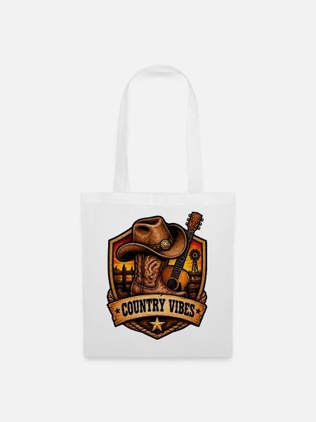Country Vibes Western Sunset Shield - Stoffbeutel - Weiß