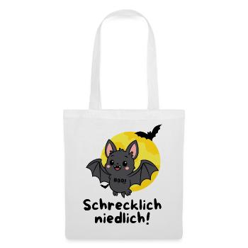 Schrecklich Niedlich – Süße Halloween Fledermaus - Stoffbeutel - Weiß - Vorne