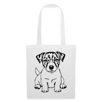 Schwarzer Jack Russel Terrier Hund Hundeshirt  - Stoffbeutel - Weiß - Vorne