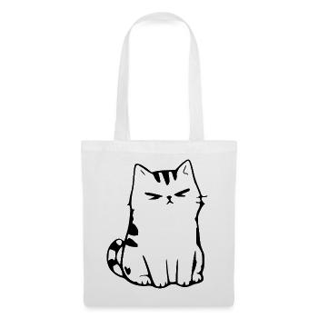 Lustige Katze Minimalistisches Katzen Geschenk  - Stoffbeutel - Weiß - Vorne