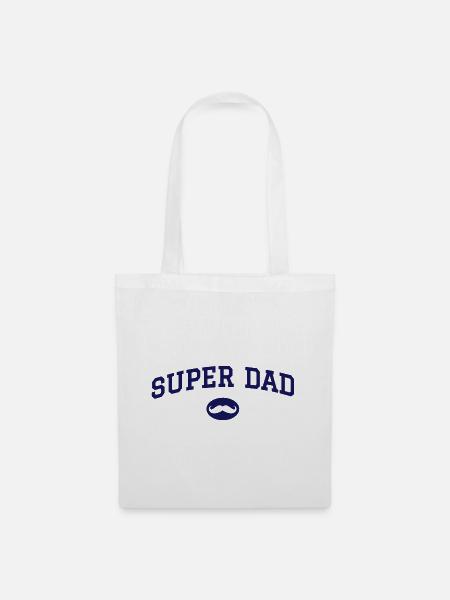 Super Papa Schnurrbart - Stoffbeutel - Weiß