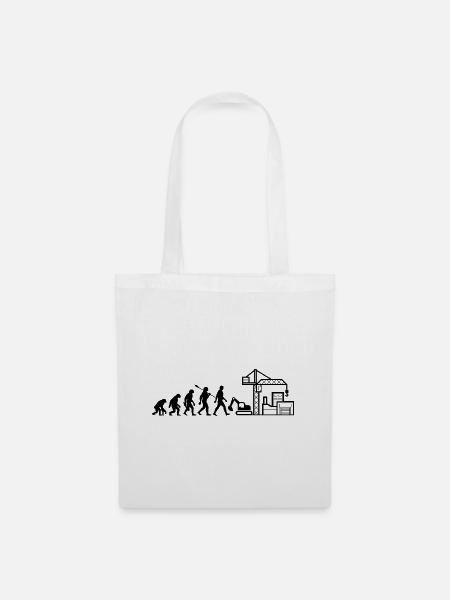 Evolution - Baustelle - Bauarbeiter - Stoffbeutel - Weiß