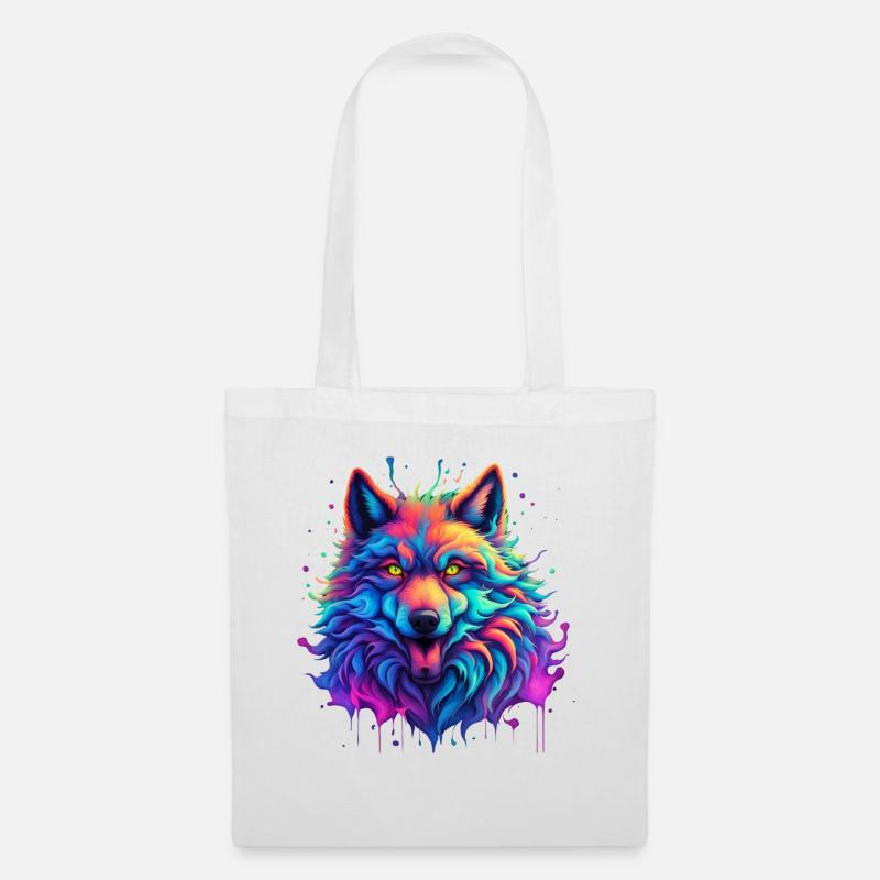 Pop Art Wolf - Stoffbeutel - Weiß