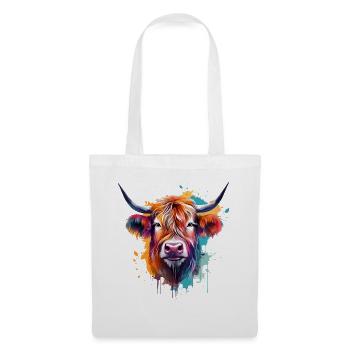 Colorful Splash Art Highland Cow - Tote Bag - white - Front
