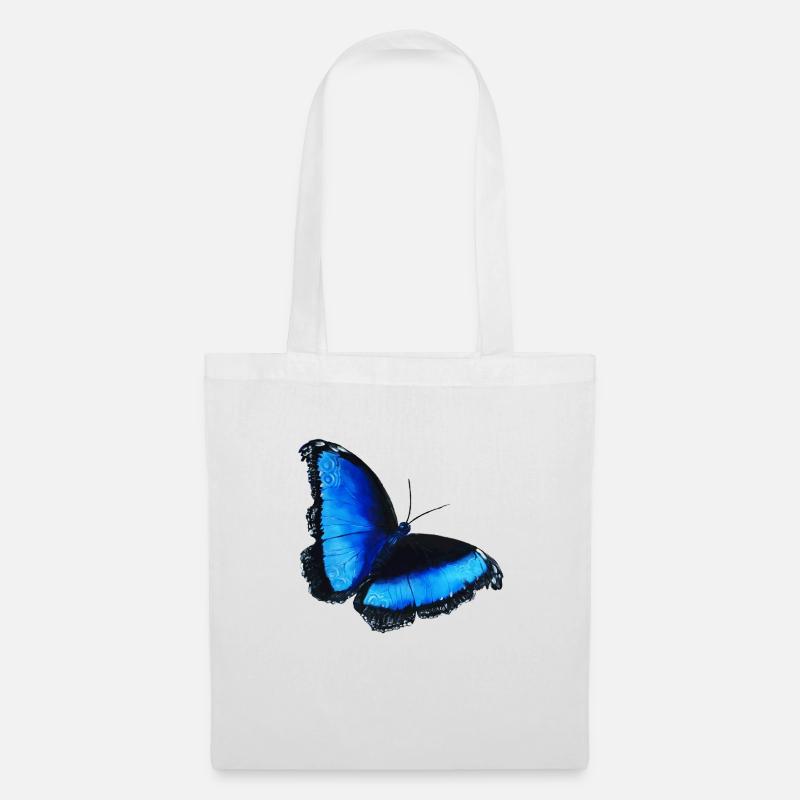 blauer Schmetterling blue butterfly Symbol - Stoffbeutel - Weiß