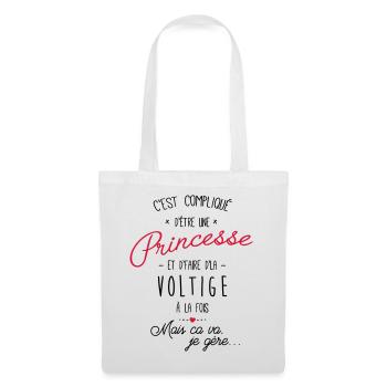 Princesse et Voltige avion - Sac en tissu - blanc - Devant