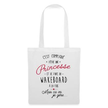 Princesse et Wakeboard a la plage - Sac en tissu - blanc - Devant