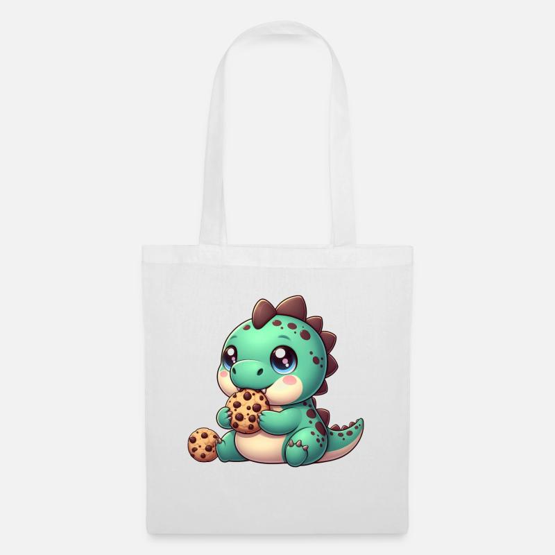 Dino Biscuit Vert - Sac en tissu - blanc