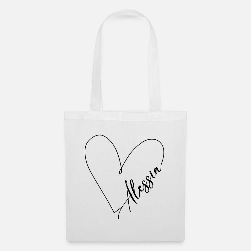 Alessia Name Herzlinie - Stoffbeutel - Weiß