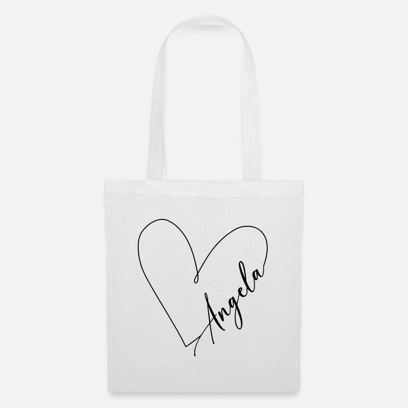 Angela Name Heart Line - Tote Bag - white