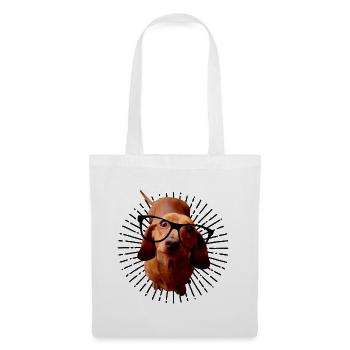 Dackel mit Brille - Stoffbeutel - Weiß - Vorne