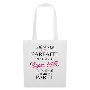 Super fille Parfaite - Sac en tissu - blanc - Devant