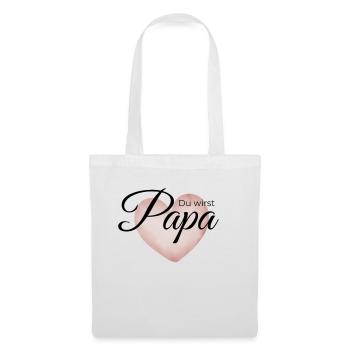 Du wirst Papa – Herz-Design zur Verkündung - Stoffbeutel - Weiß - Vorne