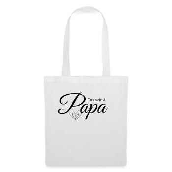 Du wirst Papa – Herz-Design zur Verkündung - Stoffbeutel - Weiß - Vorne