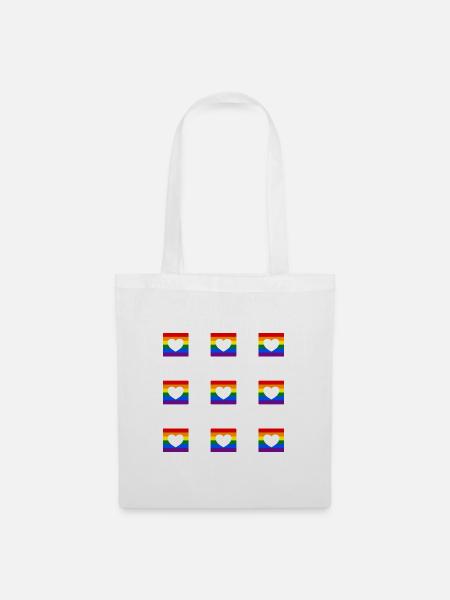 LGBTQ-Regenbogenherz - Stoffbeutel - Weiß