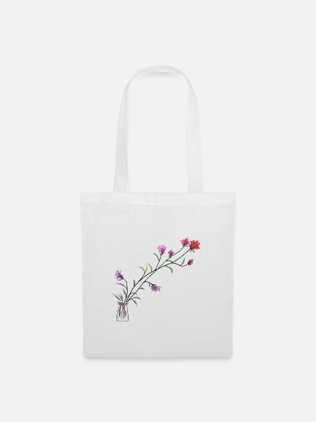 Fließende Sommerblumen - Stoffbeutel - Weiß