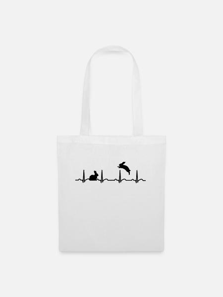 Hase Kaninchen Heartbeat Geschenk - Stoffbeutel - Weiß