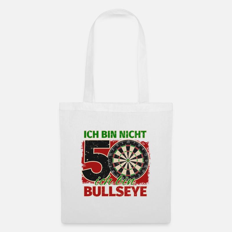 Ich bin nicht 50 ich bin Bullseye Geburtstag Dart - Stoffbeutel - Weiß