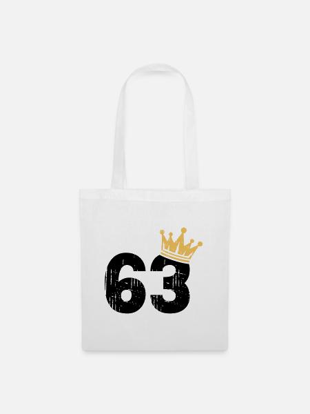 63 Krone 63. Geburtstag 63 Jahre - Stoffbeutel - Weiß