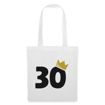 30e anniversaire Couronne 30 ans Numéro - Sac en tissu - blanc - Devant