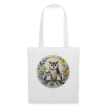 Mother owl with her three little ones - Tote Bag - white - Front