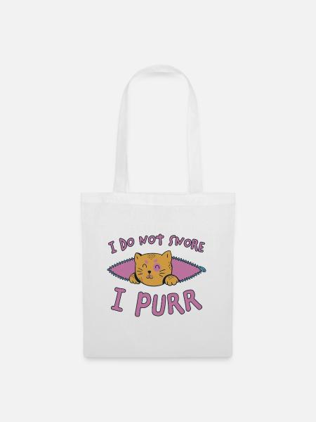 Schnurren Schnarchen Lustige Spruch Katze Geschenk - Stoffbeutel - Weiß