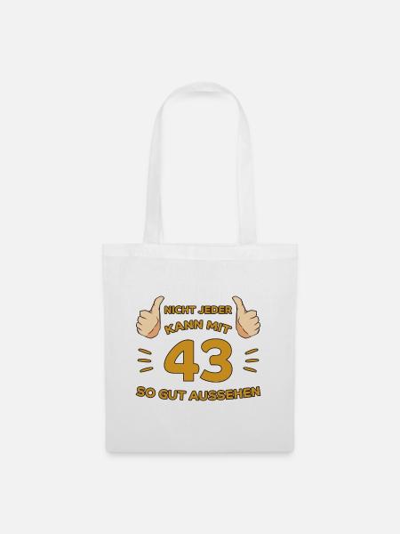 43. Geburtstag Geschenk 43 Jahre Jahrgang Geschenk - Stoffbeutel - Weiß