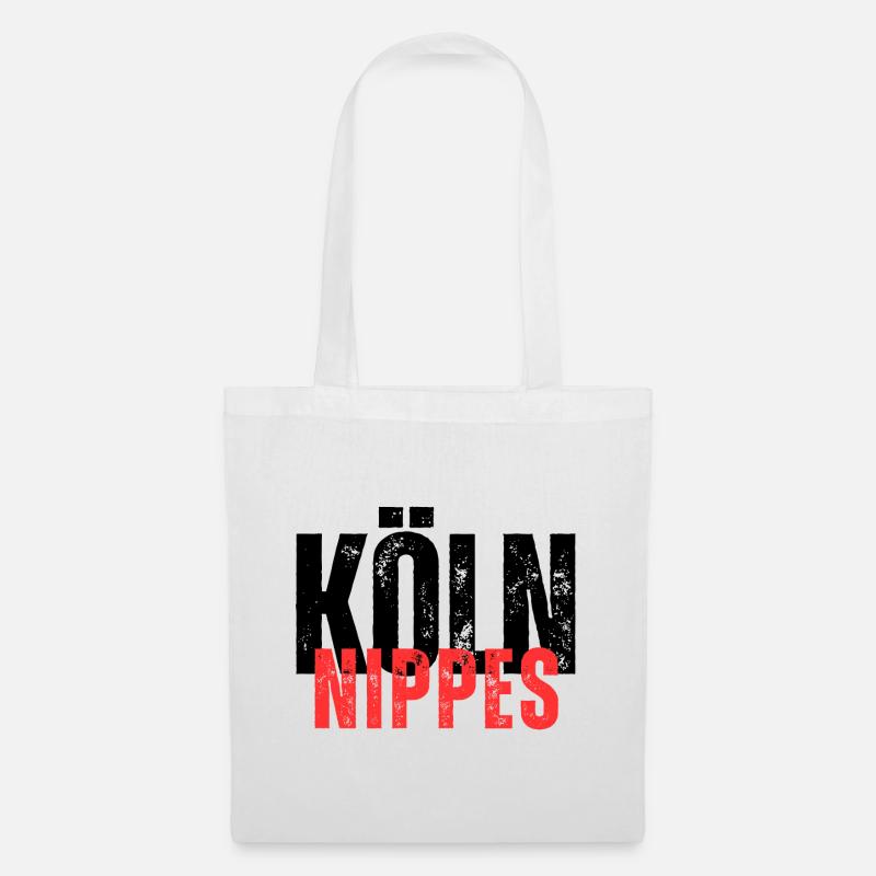 Köln Nippes schwarz-rote Schrift - Stoffbeutel - Weiß
