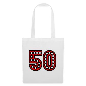 50. 50 ANS. 50e ANNIVERSAIRE. ANNIVERSAIRE 50 ANS. - Sac en tissu - blanc - Devant