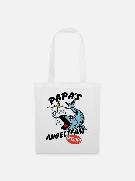 Papas Angelbuddy Angelexperte Fischen mit Papa - Stoffbeutel - Weiß