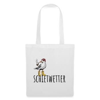 Möwe - Schietwetter - Nordsee - Geschenk - Stoffbeutel - Weiß - Vorne