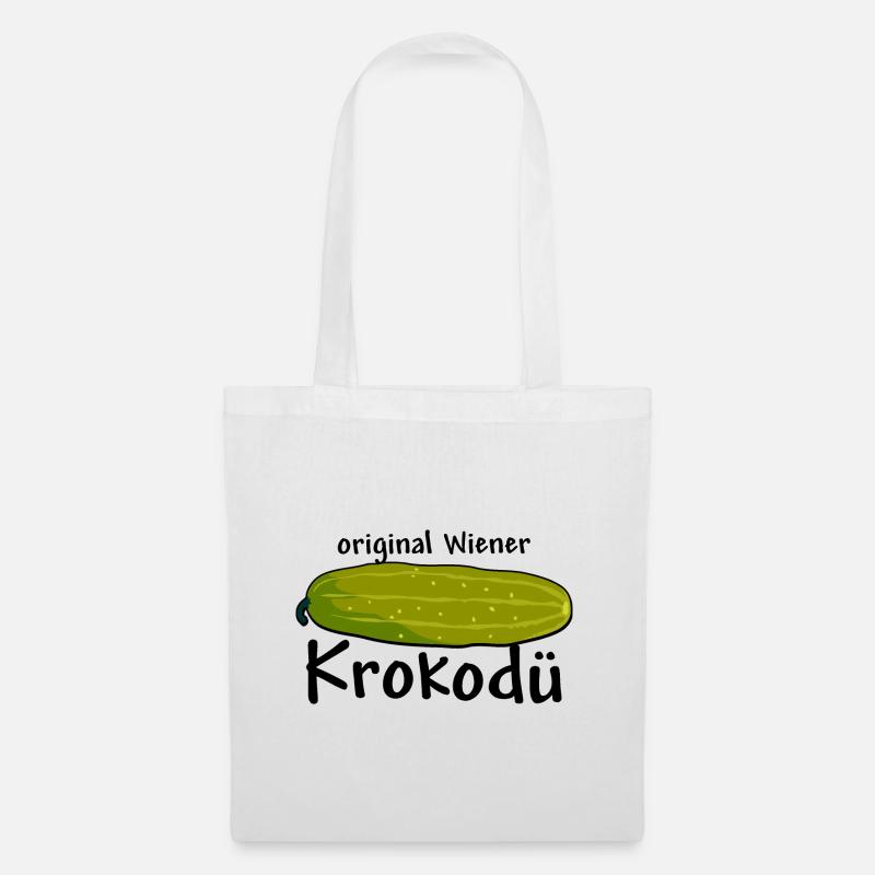 Original Wiener Krokodü -Krokodil - Essiggurke - Stoffbeutel - Weiß