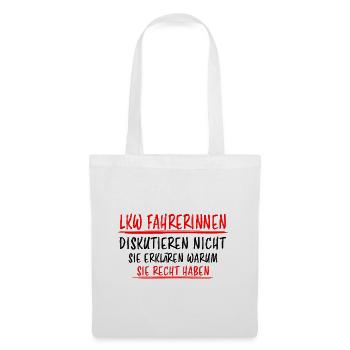 LKW Fahrerin Fun Spruch Lastwagenfahrerin Geschenk - Stoffbeutel - Weiß - Vorne