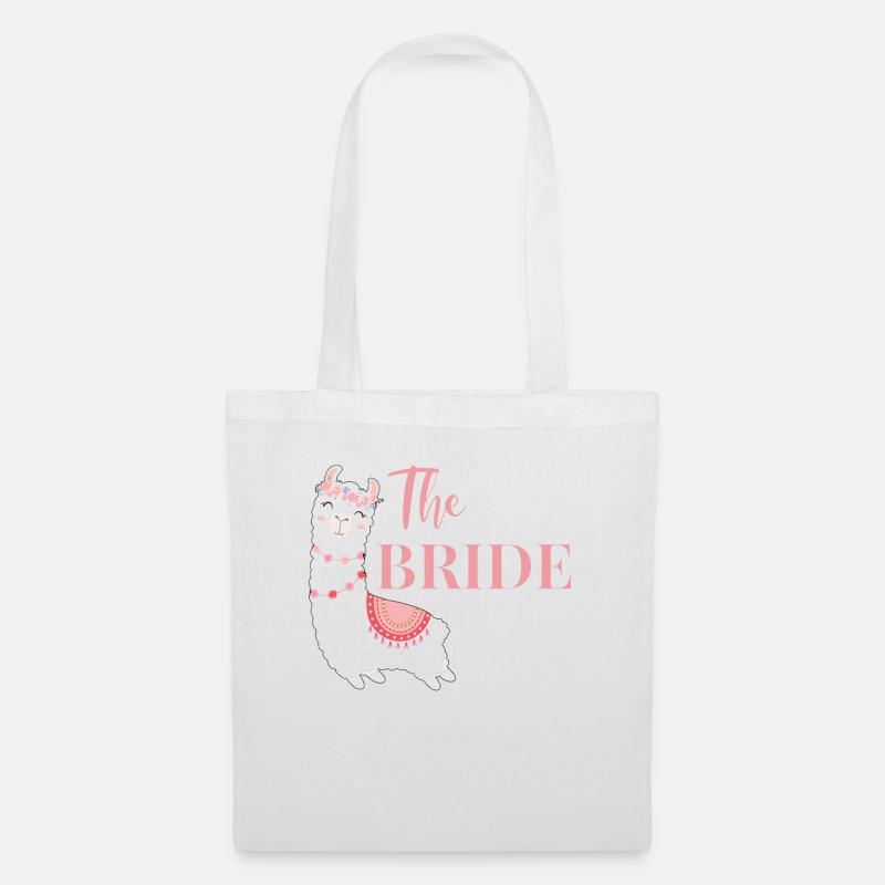 Braut Bride to be Alpaka Lama JGA Hochzeit - Stoffbeutel - Weiß