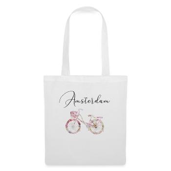 Amsterdam Holland vélo fleurs terre - Sac en tissu - blanc - Devant