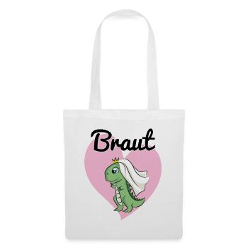 Braut Bride to be JGA Dino Dinosaurier Geschenk - Stoffbeutel - Weiß - Vorne