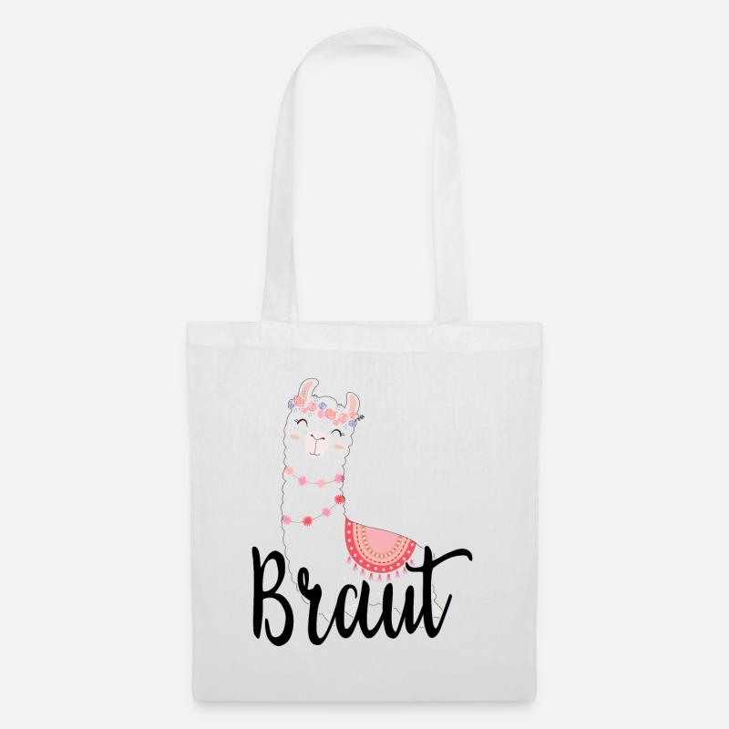 Die Braut Bride to be Alpaka Lama JGA Geschenk - Stoffbeutel - Weiß