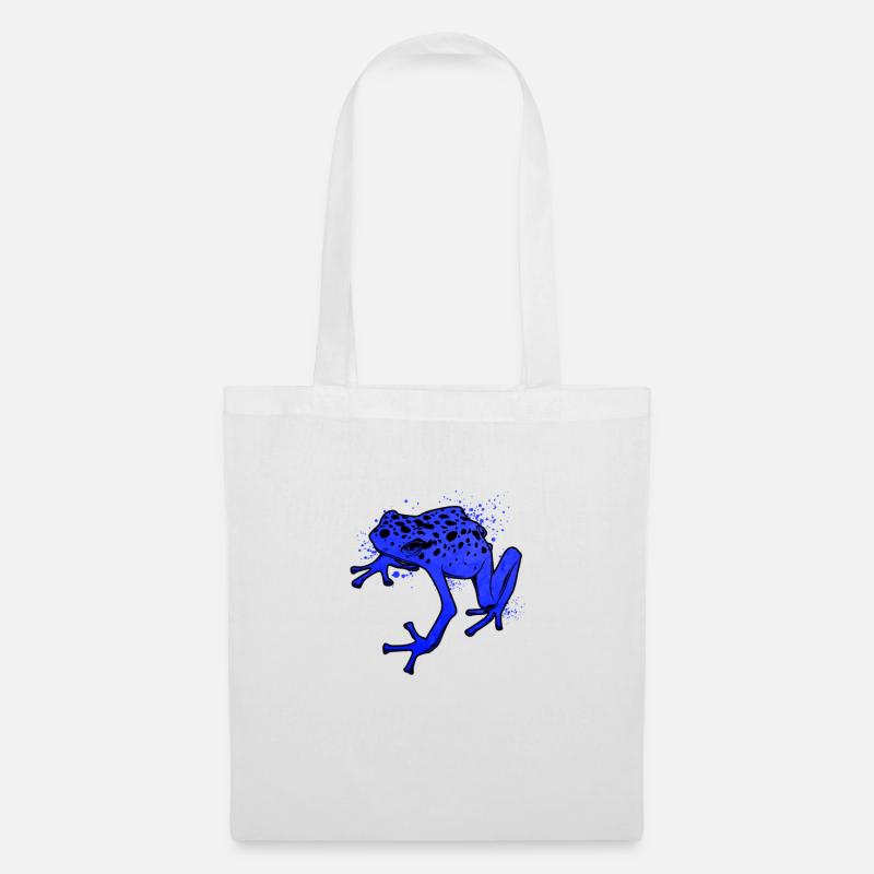 Frosch Zeichnung - Blauer Pfeilgiftfrosch - Stoffbeutel - Weiß