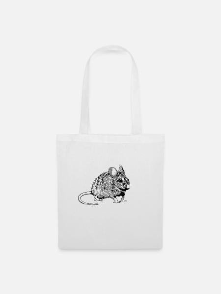 Strichzeichnung - Maus - Stoffbeutel - Weiß