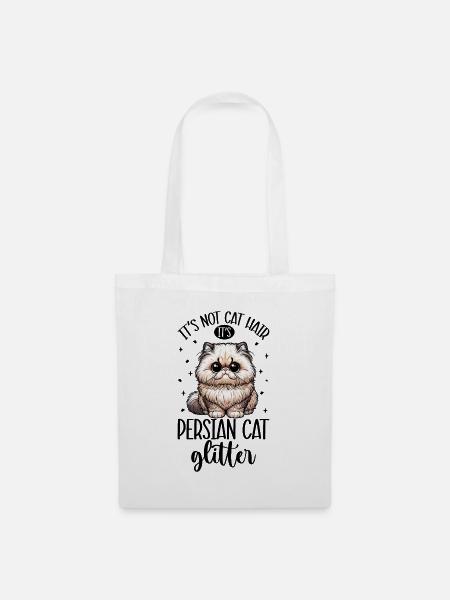 Katzen Glitzer - Perserkatze - Stoffbeutel - Weiß