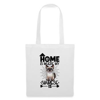 Accueil - Chat siamois - Sac en tissu - blanc - Devant
