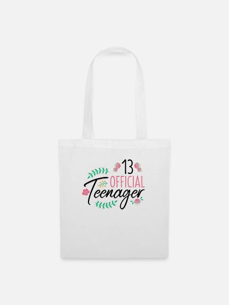 13 Official Teenager -Girls Mädchen 13 Geburtstag - Stoffbeutel - Weiß
